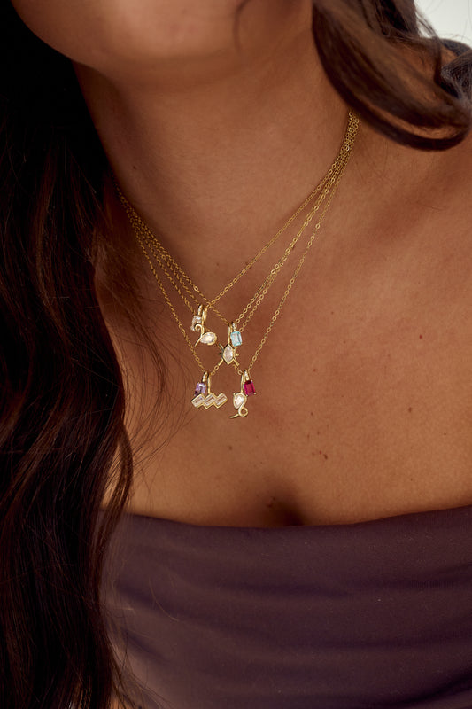 Jan - June Zodiac x Birthstone Necklace
